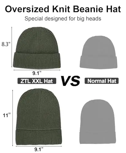 Oversize XXL Beanie Hat for Big Heads 23.6