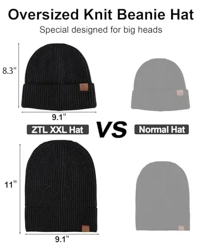 Oversize XXL Beanie Hat for Big Heads 23.6