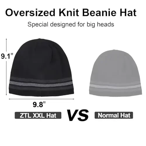 Oversize XXL Beanie Hat for Big Heads 23.6