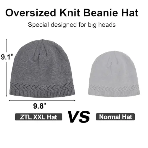 Oversize XXL Beanie Hat for Big Heads 23.6