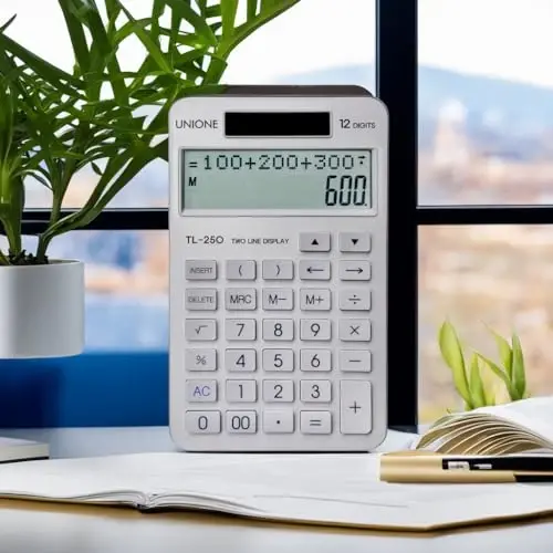 New, Two Line Display, Desktop Calculator. History Function- 30 Memories, Calculator with Large LCD for Home & Office Use, 4.5×7 inch (Silver) - 6