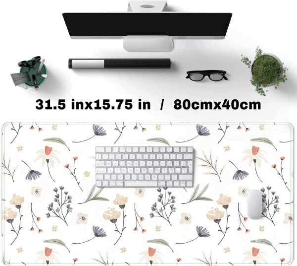 armdgodx White Flowers & Grass Mouse Pad, White-B-WHITEFLOWERSANDGRASS - ARMDGODX