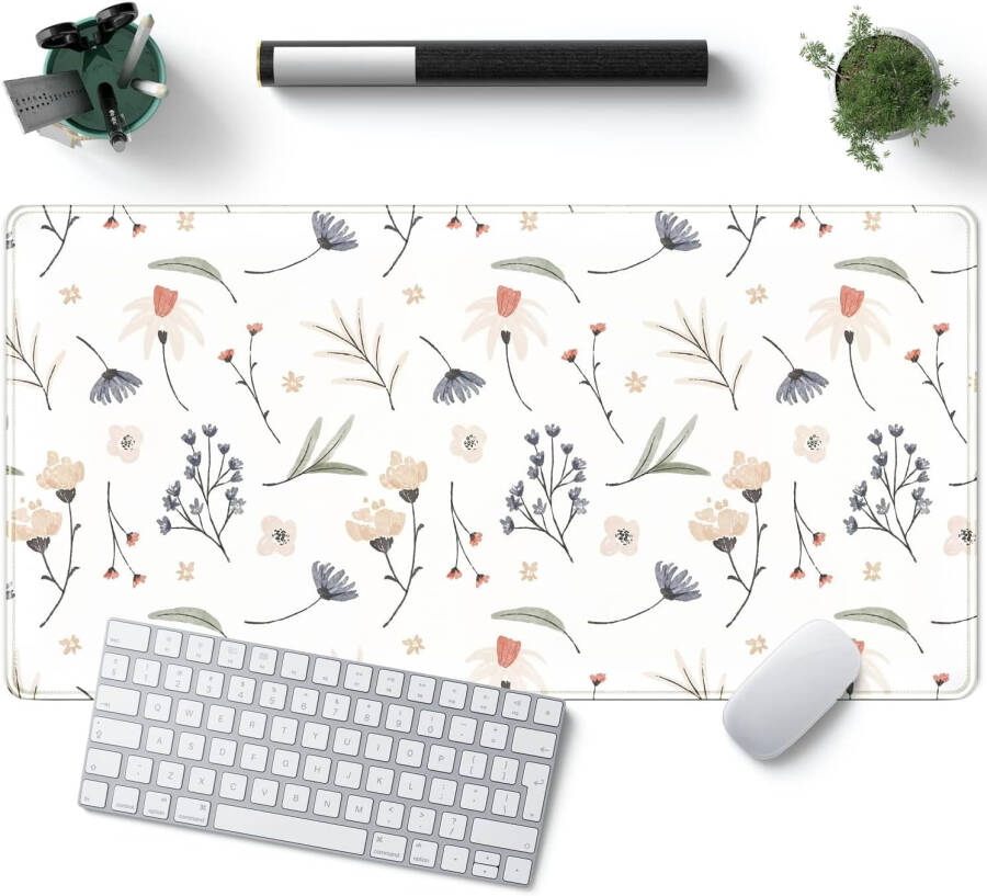 armdgodx White Flowers & Grass Mouse Pad, White-B-WHITEFLOWERSANDGRASS - 6