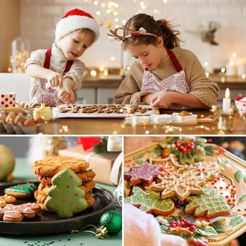 Large Christmas Cookie Cutters Set 6 Pcs, Kimfead Holiday Cookie Cutters - Gingerbread Man, Christmas Tree, Snowflake, Snowman and Santa Claus Cookies Mold - 4