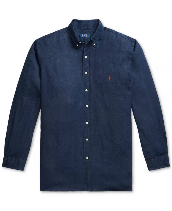 Men's Big & Tall Linen Shirt-Newport Navy - 5