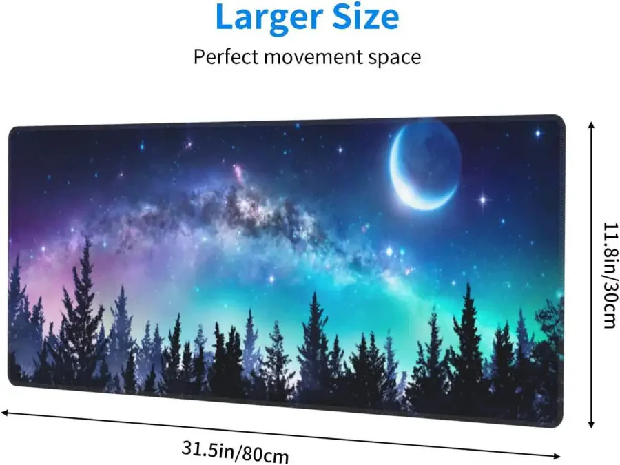 Forest Tree Night Galaxy Landscape Gaming Mouse Pad Large XL Long Extended Pads Big Mousepad Keyboard Mouse Mat Desk Pad Home Office Decor Accessories for Computer Pc Laptop-FORESTNIGHTGALAXY - 2