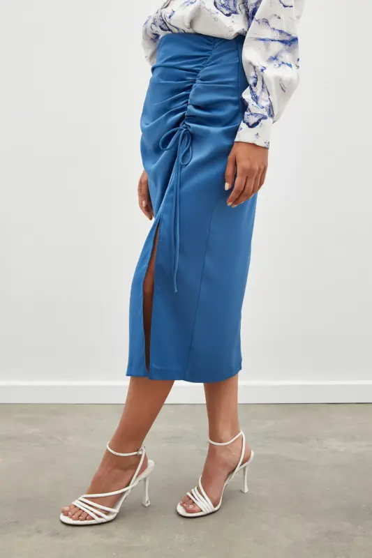 Büzgʻu Detalli Saten Etek - INDIGO-INDIGO - 5