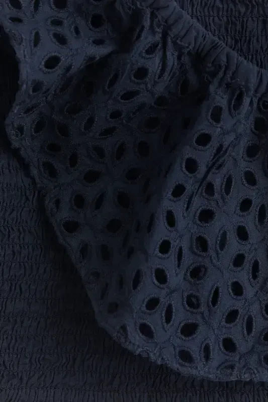 Büzgülü Kısa Üst-Koyu mavi - 5