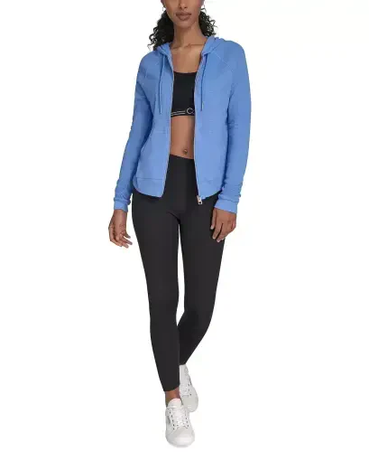 Ruched-Sleeve Zip Hoodie-Blue Twilight - CALVIN KLEIN (1)