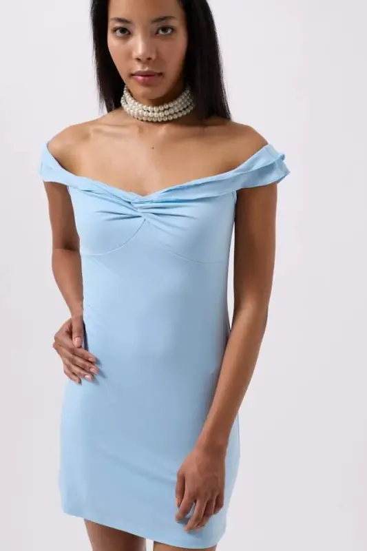 Büzmali Detalli Yelkali Mini Koʻylak - 3