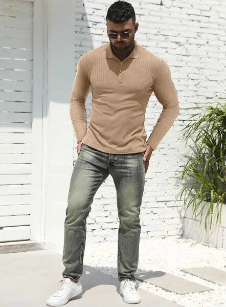 Iceglad Men's Polo Shirts long Sleeve Casual Slim Fit Shirts- - ICEGLAD