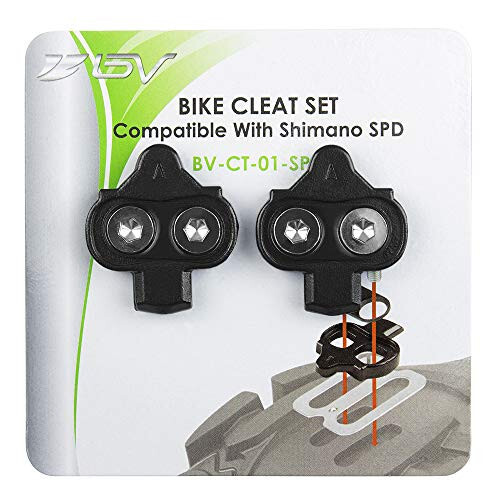 BV Bike Cleats - Compatible with Shimano SPD & Look X-Track Pedals for Spinning, Indoor Cycling, and Mountain Biking - Easy Cleat Release, Top Power Transfer, Customizable Stability - 6