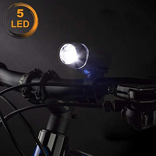 BV Bike Lights, Super Bright with 5 LED Bike Headlight & 3 LED Rear, Bike Lights for Night Riding with Quick-Release, Waterproof Bicycle Light Set, Bike Accessories - BV (1)