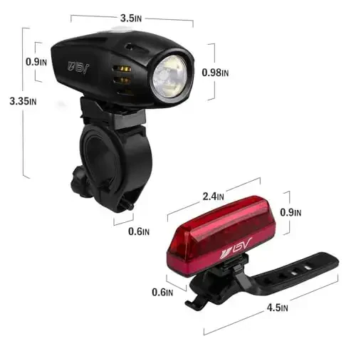 BV Bike Lights, Super Bright with 5 LED Bike Headlight & 3 LED Rear, Bike Lights for Night Riding with Quick-Release, Waterproof Bicycle Light Set, Bike Accessories, Bicycle Accessories, Flashlight - 6