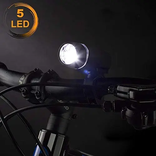 BV Bike Lights, Super Bright with 5 LED Bike Headlight & 3 LED Rear, Bike Lights for Night Riding with Quick-Release, Waterproof Bicycle Light Set, Bike Accessories, Bicycle Accessories, Flashlight - 2