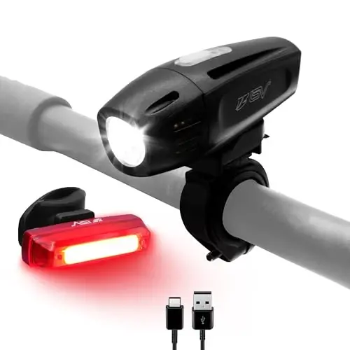 BV Bike Lights, Super Bright with 5 LED Bike Headlight & 3 LED Rear, Bike Lights for Night Riding with Quick-Release, Waterproof Bicycle Light Set, Bike Accessories, Bicycle Accessories, Flashlight - 1
