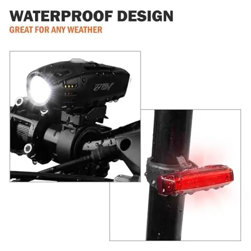 BV Bike Lights, Super Bright with 5 LED Bike Headlight & 3 LED Rear, Bike Lights for Night Riding with Quick-Release, Waterproof Bicycle Light Set, Bike Accessories, Bicycle Accessories, Flashlight - 3