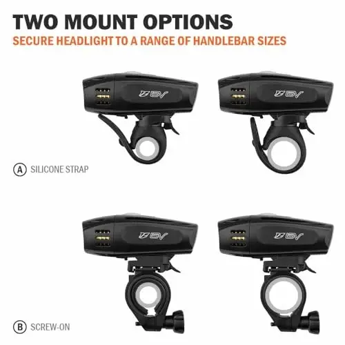 BV Bike Lights, Super Bright with 5 LED Bike Headlight & 3 LED Rear, Bike Lights for Night Riding with Quick-Release, Waterproof Bicycle Light Set, Bike Accessories, Bicycle Accessories, Flashlight - 6