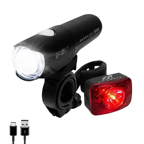 BV Bike Lights, Super Bright with 5 LED Bike Headlight & 3 LED Rear, Bike Lights for Night Riding with Quick-Release, Waterproof Bicycle Light Set, Bike Accessories, Bicycle Accessories, Flashlight - 1