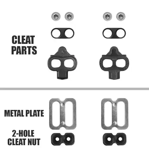 BV Bike Cleats - Compatible with Shimano SPD & Look X-Track Pedals for Spinning, Indoor Cycling, and Mountain Biking - Easy Cleat Release, Top Power Transfer, Customizable Stability - 5