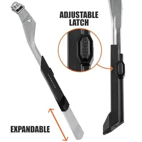 BV Chromium Adjustable Bicycle Kickstand with Concealed Spring-Loaded Latch, for 24-29 Inch Bike Kickstands - 3