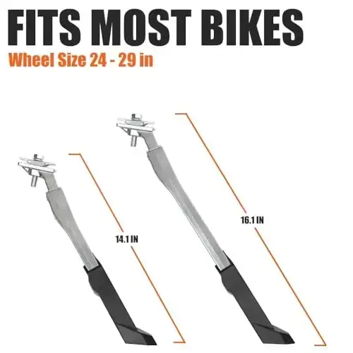 BV Chromium Adjustable Bicycle Kickstand with Concealed Spring-Loaded Latch, for 24-29 Inch Bike Kickstands - 4