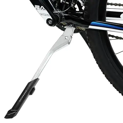 BV Rear Bike Stand for 24”-29” - Adjustable Bikes Kickstand for Adult Bike with Non-Slip Foot & Spring-Loaded Latch for Stable Any-Angle Stance - Bicycle Stand for Mountain, City & Hybrid Bikes - 1