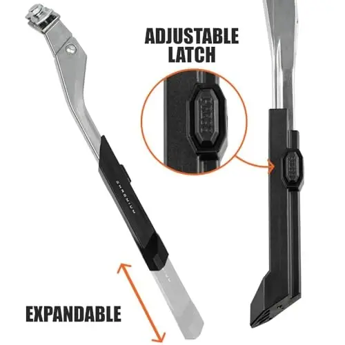 BV Rear Bike Stand for 24”-29” - Adjustable Bikes Kickstand for Adult Bike with Non-Slip Foot & Spring-Loaded Latch for Stable Any-Angle Stance - Bicycle Stand for Mountain, City & Hybrid Bikes - 3