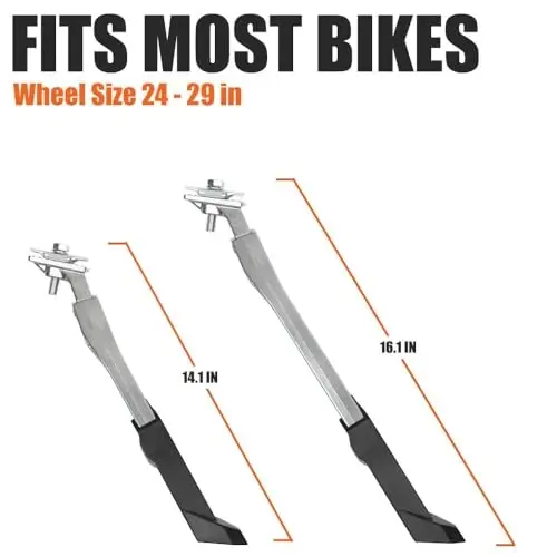 BV Rear Bike Stand for 24”-29” - Adjustable Bikes Kickstand for Adult Bike with Non-Slip Foot & Spring-Loaded Latch for Stable Any-Angle Stance - Bicycle Stand for Mountain, City & Hybrid Bikes - 4