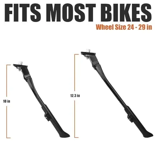 BV Bicycle Kickstand for 24”-28” - Adjustable Bikes Kickstand for Adult Bike with Non-Slip Foot & Spring-Loaded Latch for Stable Any-Angle Stance (Silver, Regular Duty) - 4
