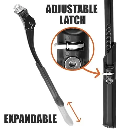 BV Bicycle Kickstand for 24”-28” - Adjustable Bikes Kickstand for Adult Bike with Non-Slip Foot & Spring-Loaded Latch for Stable Any-Angle Stance (Silver, Regular Duty) - 3