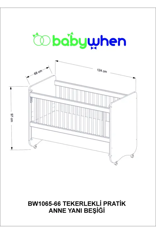 Bw1066 - Practical Step-by-Step Side-Sleeping Baby Crib Wood 60x120 - 8