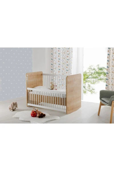 Bw1076 - Amaliy tebranadigan ona yonli bosqichli chaqaloq beshigi yog'och 60x120 - 3