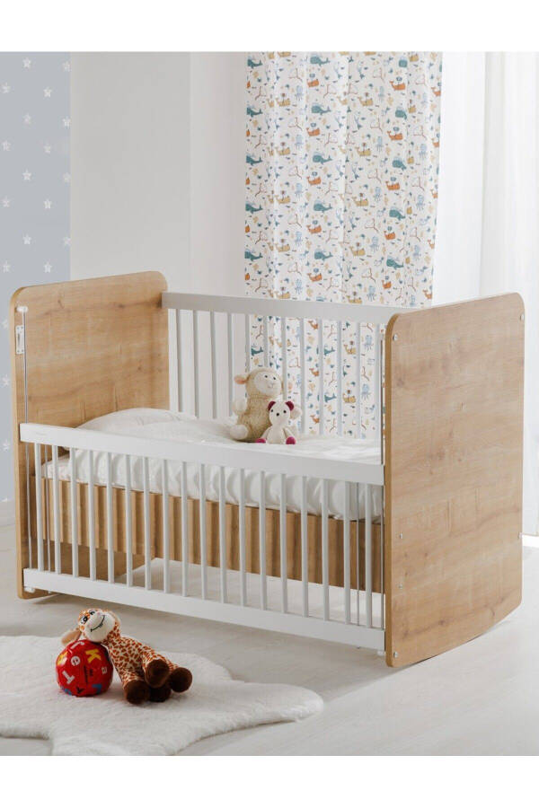 Bw1076 - Pratik Sallanır Anne Yanı Kademeli Bebek Beşik Ahşap 60x120 - Kahverengi - 11