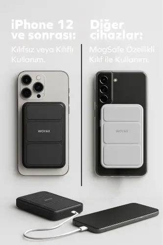 By Deji Magsafe Powerbank 10000 Mah Stendlı 20w Tez Portativ Batareya Iphone 12 13 14 15 uchun - 12