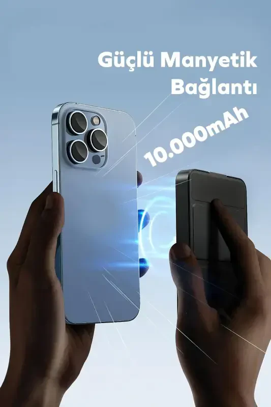 By Deji Magsafe Powerbank 10000mah Stendlisi Tez Korxovchi Portativ Batareya Iphone 12 13 14 15 Android - 3