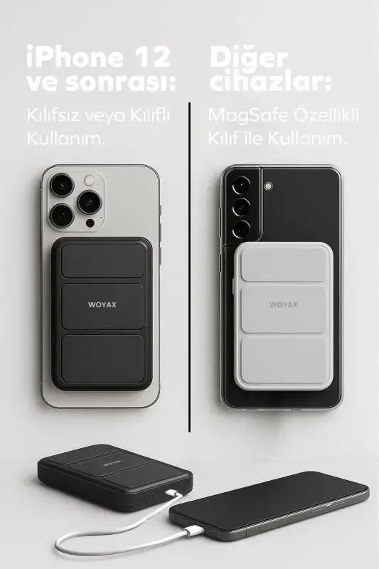 By Deji Magsafe Powerbank 10000mah Stendlisi Tez Korxovchi Portativ Batareya Iphone 12 13 14 15 Android - 5