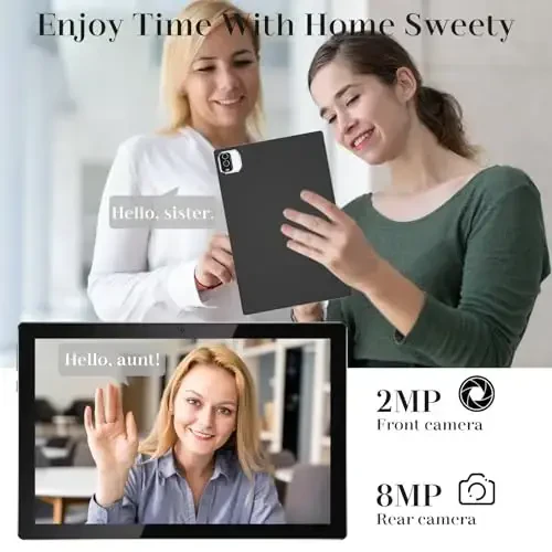 BYANDBY 10 dyuymli planshetlar, Android 14 plansheti 2 v 1, to‘rt yadroli protsessor, 64 GB+8 GB+1 TB kengaytiriladigan, Wi-Fi, BT, ikkita kamera, IPS sensorli ekran, o‘yinlar, GMS sertifikatlangan (qora) - 5