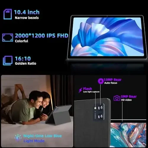 BYANDBY 2025 Android Tablet, 10.4 inch Tablet, 16GB+128GB+1TB Expand, Octa Core Processor Android Tablets, 2000 * 1200 FHD, 2.4G/5G WiFi 6, 7000mAh, BT 5.0, 5MP+13MP Dual Camera,Games - 5