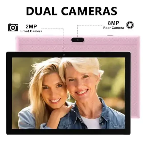 BYANDBY Android 14 Tables 10 inch, 2 in 1 Tablet, Quad-core Processor, 64GB+8GB+1TB Expandable, Wi-Fi, BT, Dual Camera, IPS Touch Screen, Games, GMS Certifies (Pink) - 4