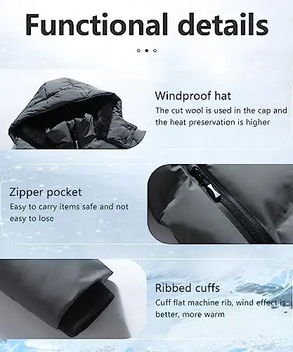 BYLESIN Kids Boy's Winter Coat Fleece Lined Waterproof Jacket Puffy Cotton Coat Thick Hooded Down Outdoor Coats - 6