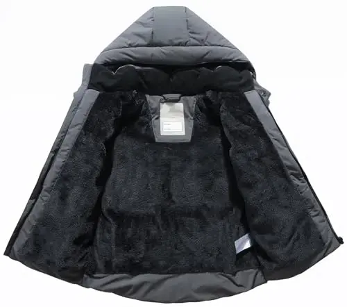 BYLESIN Kids Boy's Winter Coat Fleece Lined Waterproof Jacket Puffy Cotton Coat Thick Hooded Down Outdoor Coats - 3