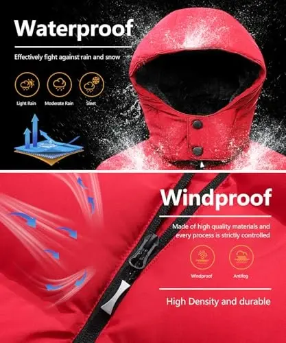 BYLESIN Kids Boy's Winter Coat Fleece Lined Waterproof Jacket Puffy Cotton Coat Thick Hooded Down Outdoor Coats - 5