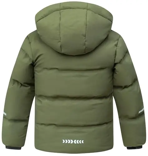 BYLESIN Kids Boy's Winter Coat Fleece Lined Waterproof Jacket Puffy Cotton Coat Thick Hooded Down Outdoor Coats - 2