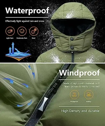 BYLESIN Kids Boy's Winter Coat Fleece Lined Waterproof Jacket Puffy Cotton Coat Thick Hooded Down Outdoor Coats - 5