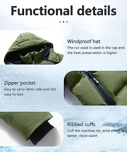 BYLESIN Kids Boy's Winter Coat Fleece Lined Waterproof Jacket Puffy Cotton Coat Thick Hooded Down Outdoor Coats - 6