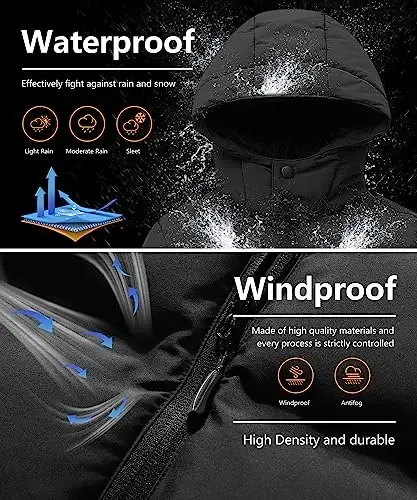 BYLESIN Kids Boy's Winter Coat Fleece Lined Waterproof Jacket Puffy Cotton Coat Thick Hooded Down Outdoor Coats - 6