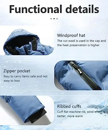 BYLESIN Kids Boy's Winter Coat Fleece Lined Waterproof Jacket Puffy Cotton Coat Thick Hooded Down Outdoor Coats - 6