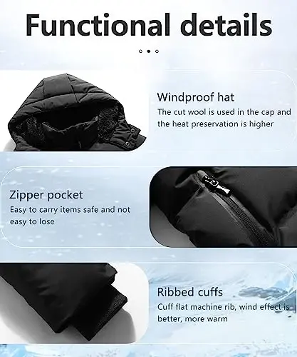 BYLESIN Kids Boy's Winter Coat Fleece Lined Waterproof Jacket Puffy Cotton Coat Thick Hooded Down Outdoor Coats - 7