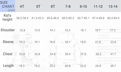 BYLESIN Kids Boy's Winter Coat Fleece Lined Waterproof Jacket Puffy Cotton Coat Thick Hooded Down Outdoor Coats 